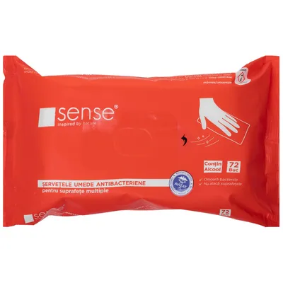 Antibacterial Wet Wipes for Surfaces, 72 Pieces/Pack, Sense - Cool&Clean