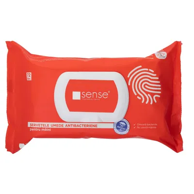 Antibacterial Wet Wipes for Hands, 72 pieces/package, Sense-Cool&Clean