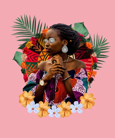 African Girl with Flowers