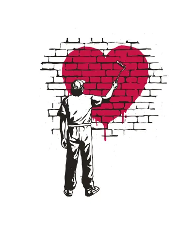 Man Painting Heart on Wall