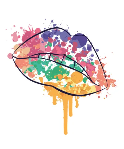Mouth with Watercolor Stains