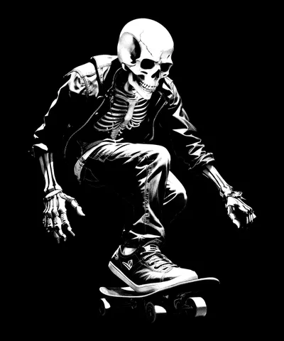 Skeleton Skateboarder Cool