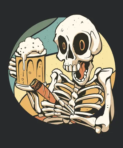 Skeleton Drinking and Smoking