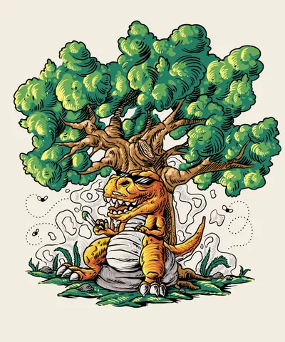 T-rex Dinosaur Under Tree