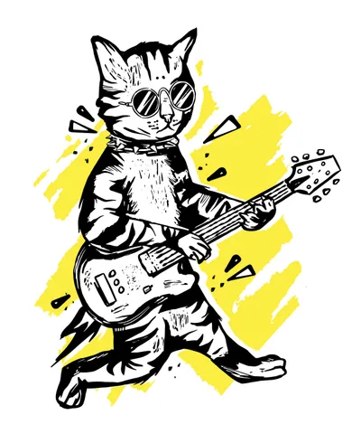 Cat Playing Electric Guitar
