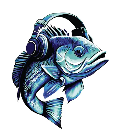 Bass Fish Wearing Headphones
