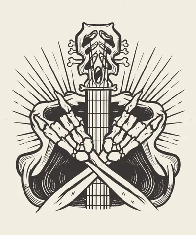 Rock and Roll Skeleton with Guitar