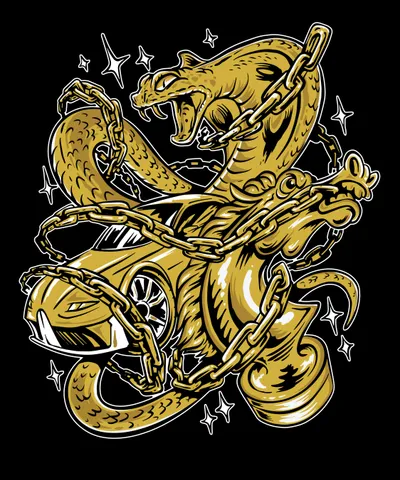 Gold Snake and Car
