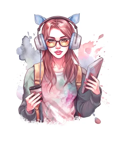 Student Girl Watercolor