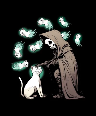 Cat and Grim Reaper