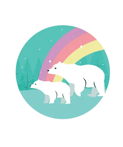 Polar Bears Rainbow