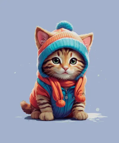 Cat in a Sweater and Beanie