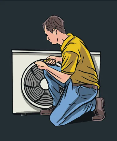Man fixing air conditioner