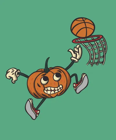 Pumpkin Playing Basketball