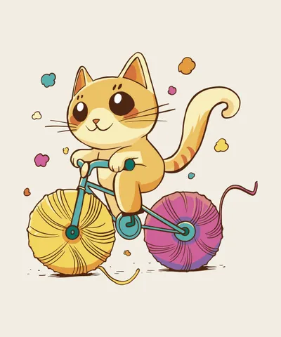 Cute Cat Riding a Bike