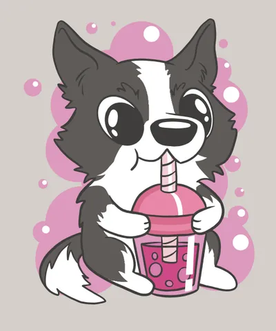 Border Collie Dog Bubble Tea