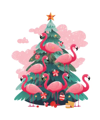 Pink Flamingos Christmas Tree
