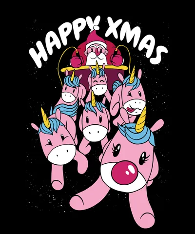 Santa Claus with Unicorn Sled