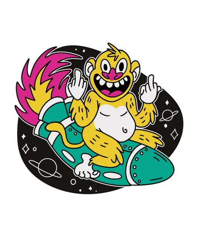 Monkey Cartoon on Rocket