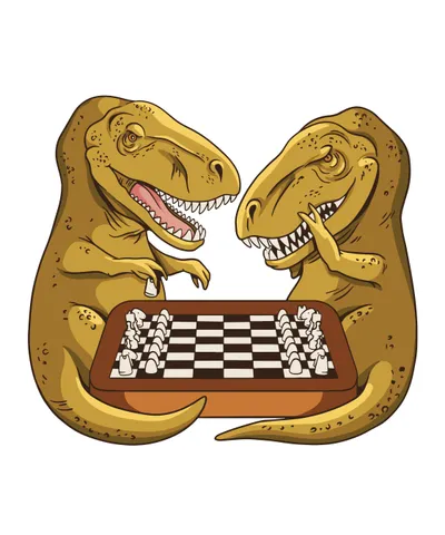 T-rex Dinosaurs Playing Chess