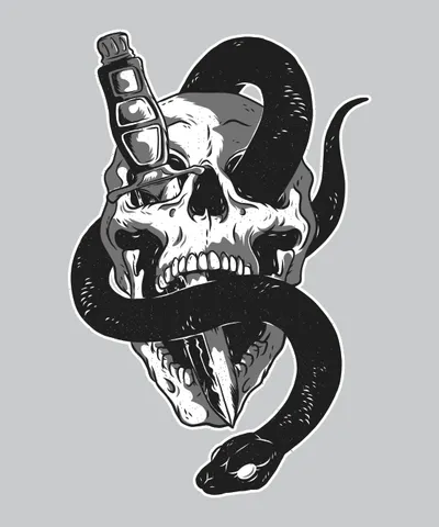 Skull With Snake