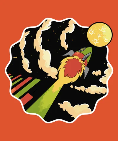 Space Rocket Flying Over Graph