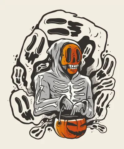 Halloween Skeleton and Ghosts