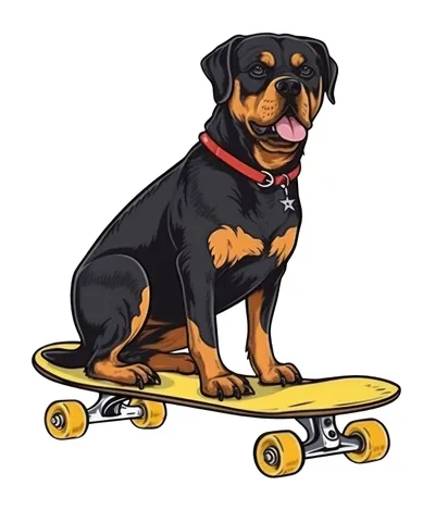 Skateboarding Rottweiler