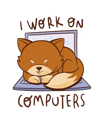 Cute cat on computer cartoon