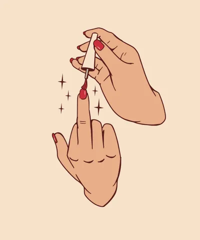 Middle Finger and Nail Polish
