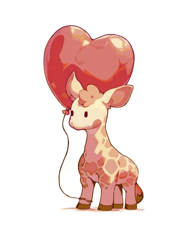 Giraffe with Heart Balloon