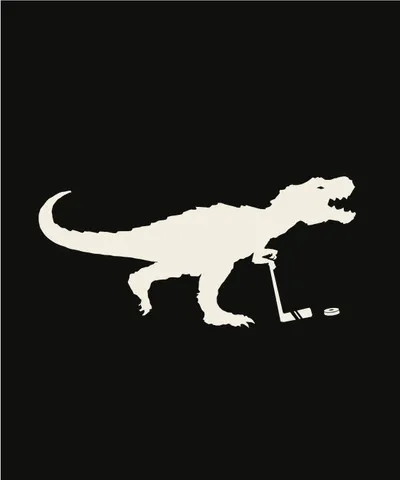 T-rex Playing Hockey Silhouette