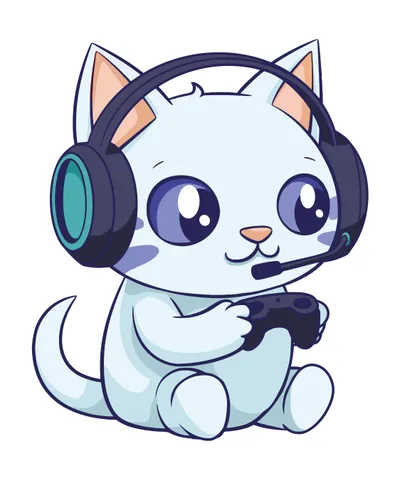 Cute gamer cat cartoon