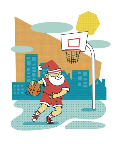 Santa Playing Basketball