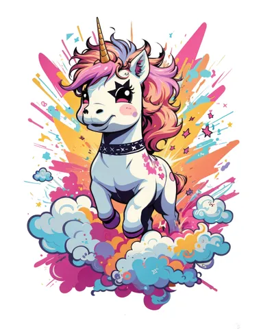 Punk Unicorn in Colorful Style