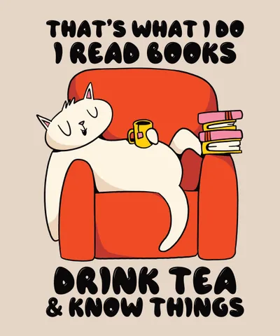 Cat Reading Books Cartoon