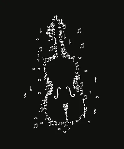 Cello Instrument with Musical Notes