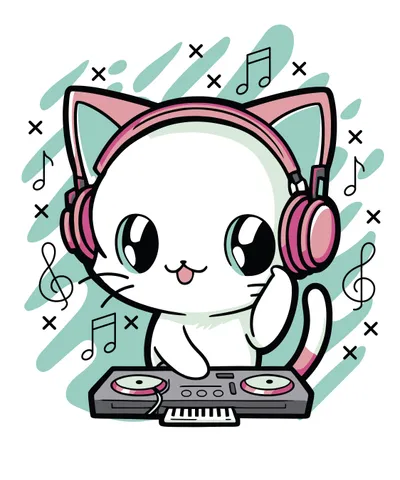 Cute DJ Cat Cartoon