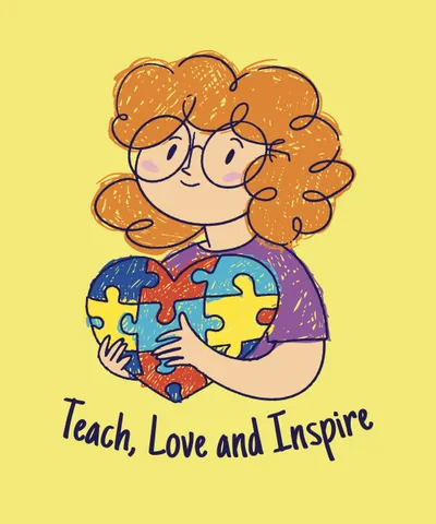 Teacher Hugging Puzzle Heart