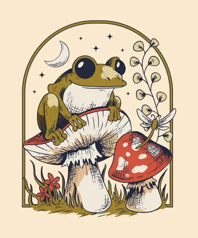 Frog and Mushrooms Cottagecore