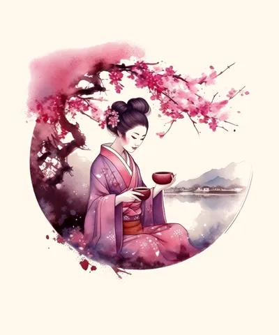 Geisha with Sakura Tea