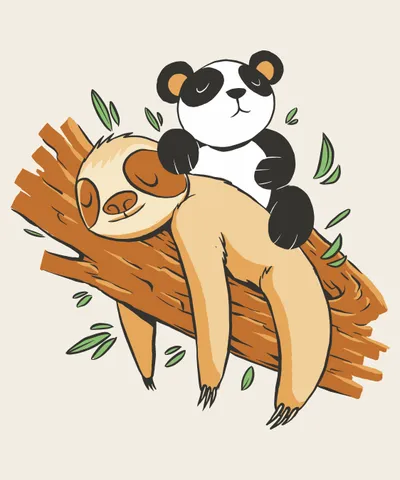 Lazy Sloth and Panda