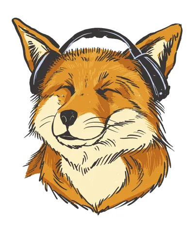 Happy Fox with Headphones