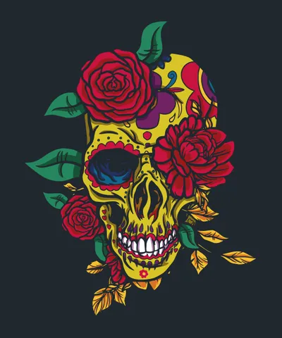 Day of the Dead Skull with Roses