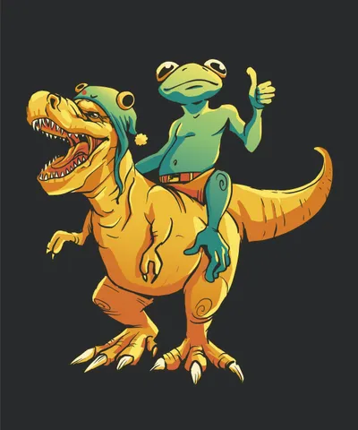 Frog Riding a T-Rex
