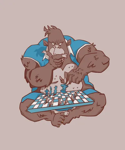 Gorilla Animal Playing Chess