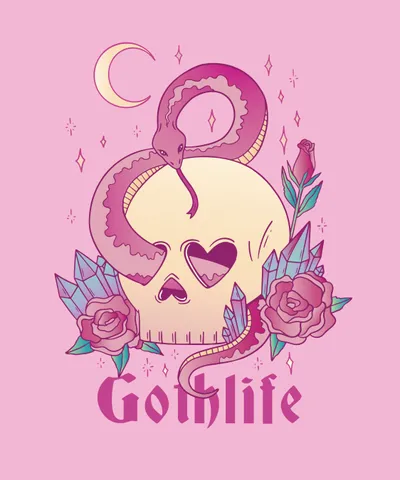 Pastel Goth Skull and Snake