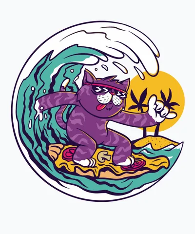 Surfing Pizza Cat