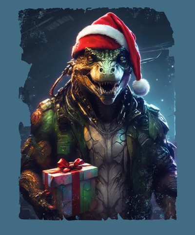 Cyberpunk Dinosaur Christmas