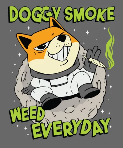 Dog smoking weed in space